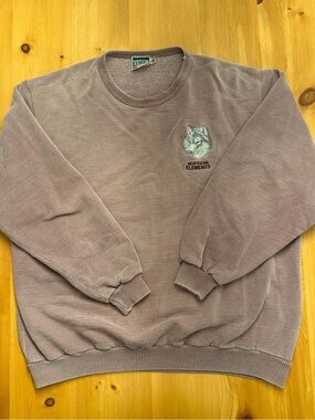 Vintage Northern Elements Wolf Embroidered Sweatshirt - XL - Faded Mauve/Taupe